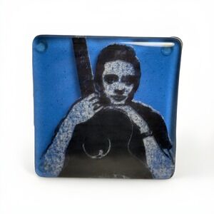 Johnny Cash Handmade Glass Art Coaster – Design 4"x4" Music Memorabilia